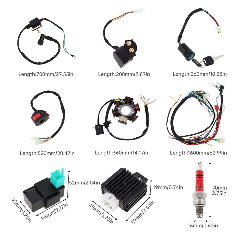 Windance 9PCS Complete 6-Coil 5-Wire CDI Electrics Kit with Solenoid Relay & Wiring Harness for 4-Stroke 50cc-125cc ATV, Quad, Dirt Bike & Motorcycle Ignition System - Image 2